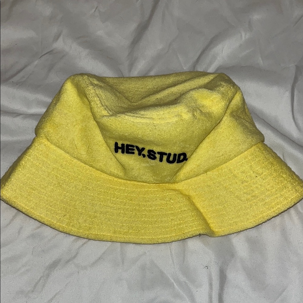 Hey Stud Yellow Towel Bucket Hat